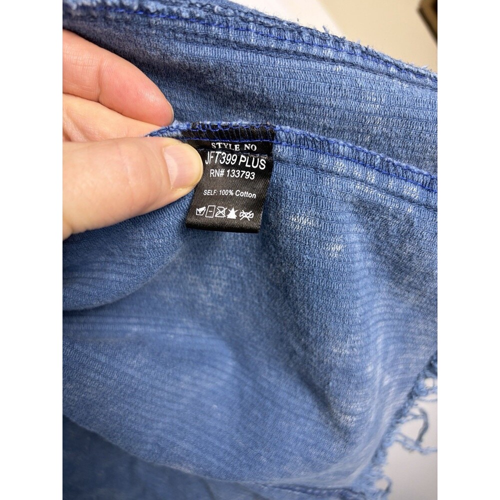 POL Sea Blue Crop Corduroy Distressed Raw Edge Jacket Frayed Size 2X Boho Grunge - Picture 7 of 11